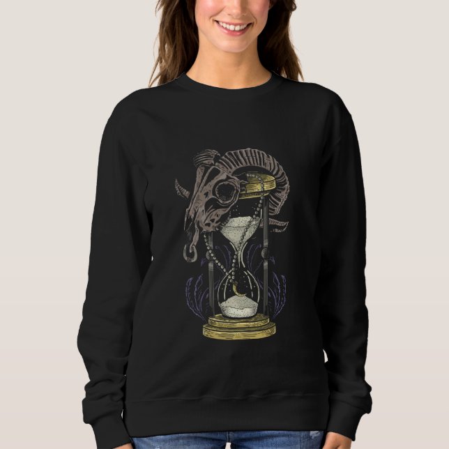 Hourglass Skull Sheep Time Traveller Science Ficti Sweatshirt (Vorderseite)