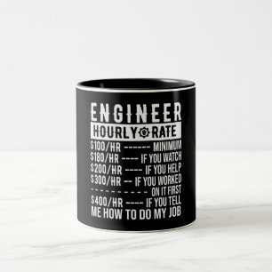Hourrate-Tasse für einen lustigen Ingenieur Zweifarbige Tasse