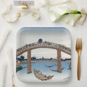 Housai Mount Fuji von unterhalb der Men's Bridge Pappteller