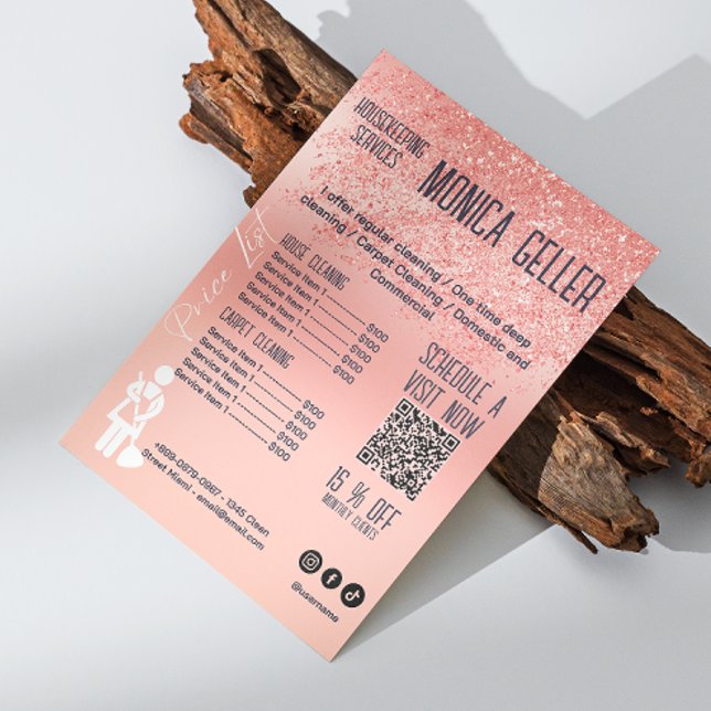 House Behaltend Haushaltspreis Rose Gold Blush Qr  Einladung (House Keeping Maid Price Rose Gold Blush Qr Code Invitation)