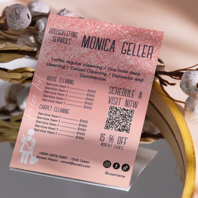 House Behaltend Haushaltspreis Rose Gold Blush Qr  Flyer (House Keeping Maid Price Rose Gold Blush Qr Code Flyer)