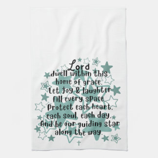House Blessing Poem Teal Stars Geschirrtuch