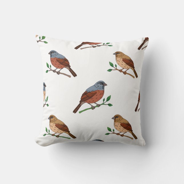 House Bunting Bird Pattern - Seamless Nature Desig Kissen (Vorderseite)
