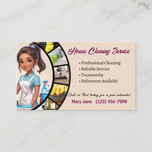 House Cleaning Business Cards Visitenkarte (Vorderseite)