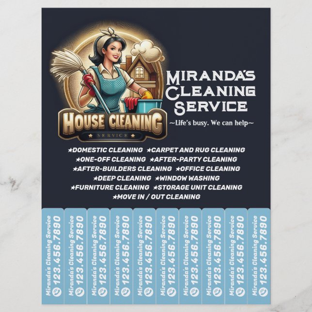 House cleaning Maid Service Flyer Tear Off Strips (Vorne)