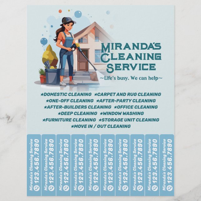 House cleaning Maid Service Flyer Tear Off Strips (Vorne)