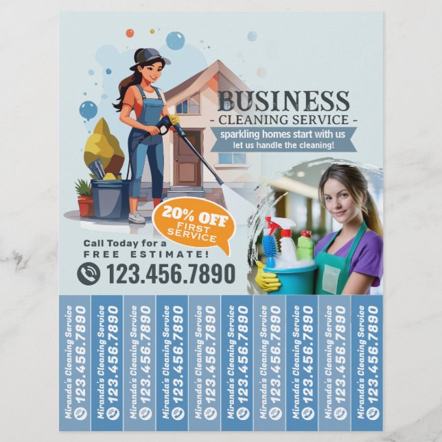 House cleaning Maid Service Flyer Tear Off Strips (Vorne)