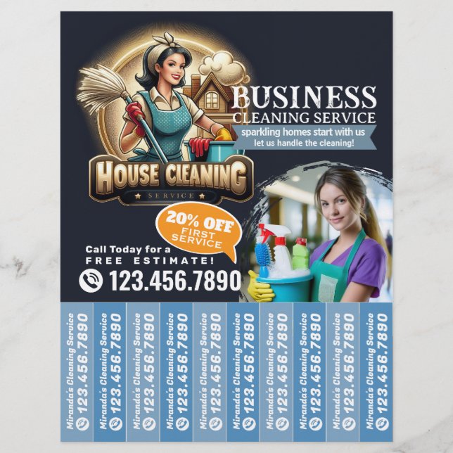 House cleaning Maid Service Flyer Tear Off Strips (Vorne)