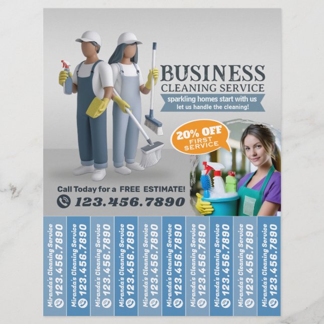 House cleaning Maid Service Flyer Tear Off Strips (Vorne)