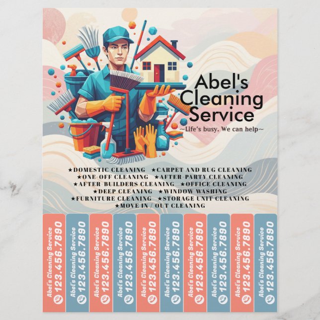 House cleaning Maid Service Flyer Tear Off Strips (Vorne)
