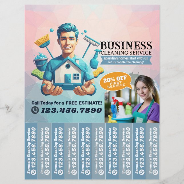 House cleaning Maid Service Flyer Tear Off Strips (Vorne)