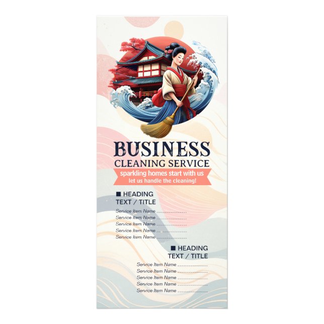 House Cleaning Maid Service Housekeeping Price Werbekarte (Vorne)