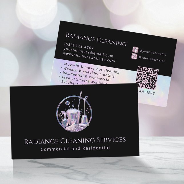 House Cleaning Service Supplies Modern QR Code Visitenkarte (Von Creator hochgeladen)