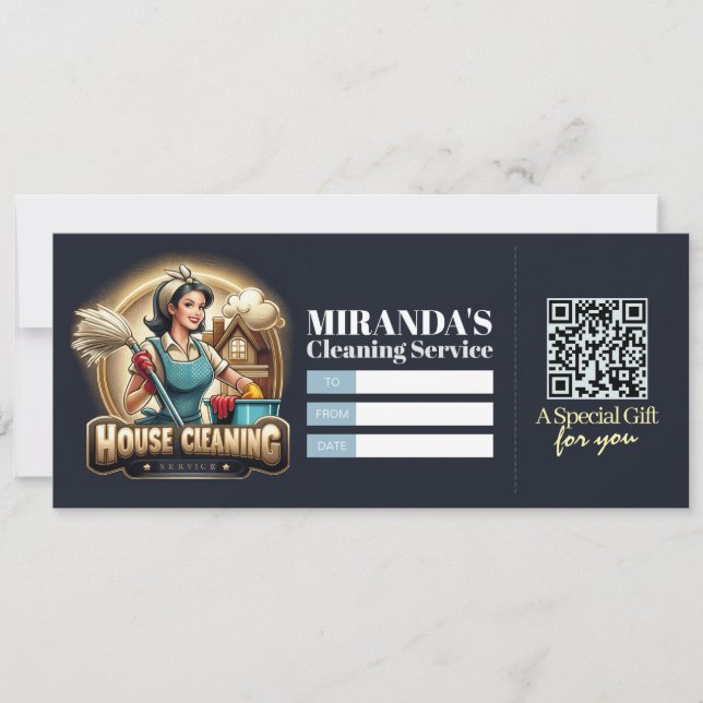 House Cleaning Services Gift Certificate Voucher Einladung (Vorderseite)