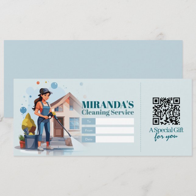 House Cleaning Services Gift Certificate Voucher Einladung (Vorne/Hinten)