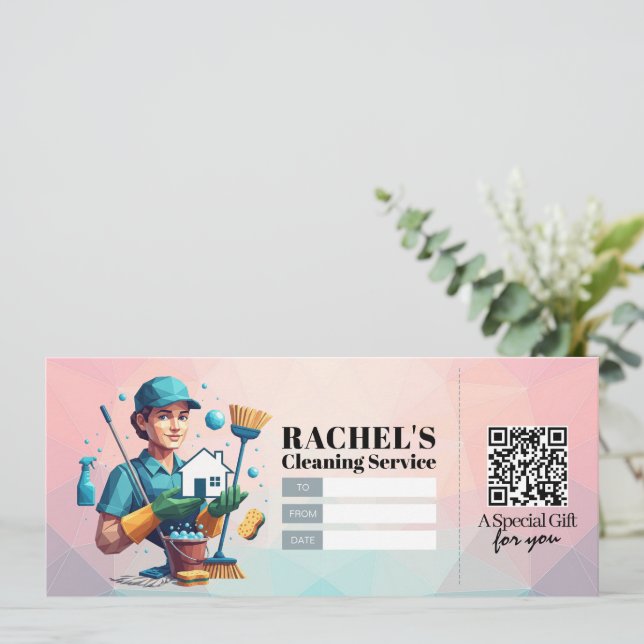 House Cleaning Services Gift Certificate Voucher Einladung (Stehend Vorderseite)