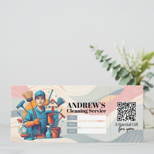 House Cleaning Services Gift Certificate Voucher Einladung (Stehend Vorderseite)