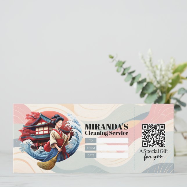 House Cleaning Services Gift Certificate Voucher Einladung (Stehend Vorderseite)