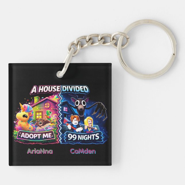 House Divided Adopt Me vs 99 Nights Schlüsselanhänger (Rückseite)