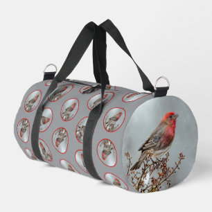 House Finch im Winter Snow Original Foto Duffle Bag