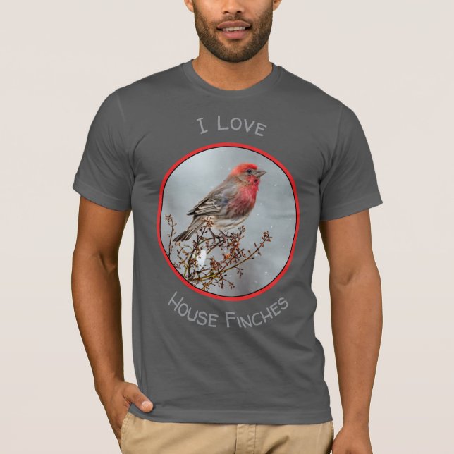 House Finch in Snow - Original Foto T-Shirt (Vorderseite)