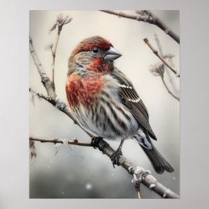 House Finish Bird Art Print Poster