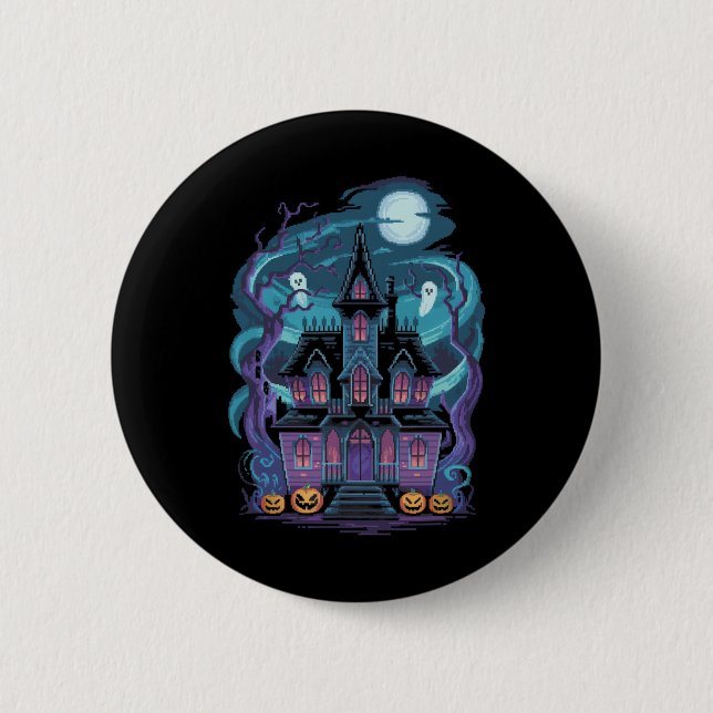 House Halloween Artworks Siylvania Mansion Button (Vorderseite)