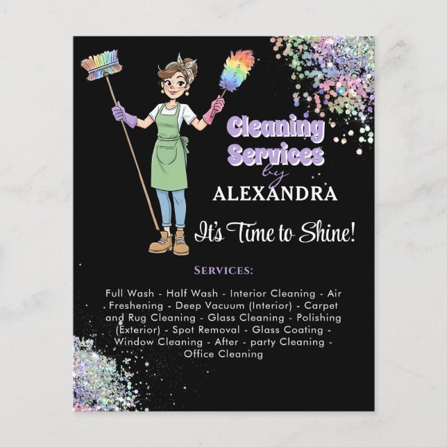 House Keeping Maid House Cleaning Service Glitter Flyer (Vorne)