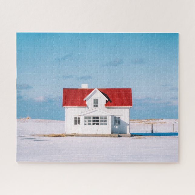 House Lofoten Norwegen Reisen Outdoor Winter Snow Puzzle (Horizontal)
