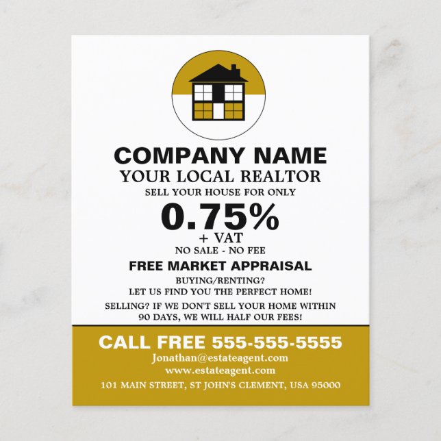 House-Logo, Realtor, Anwesen-Agent-Werbung Flyer (Vorne)