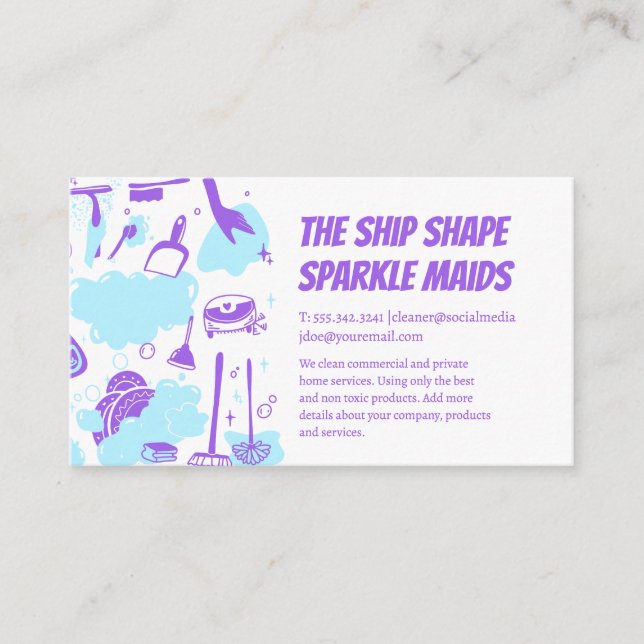 House Maid Cleaning Service and Supplies Visitenkarte (Vorderseite)