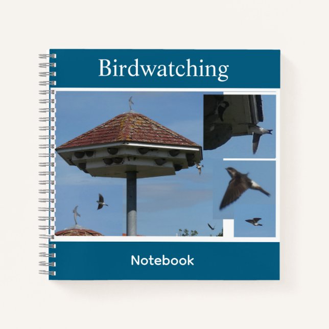 House Martins Collage Cust. Vogelbeobachtung Notizbuch (Vorderseite)