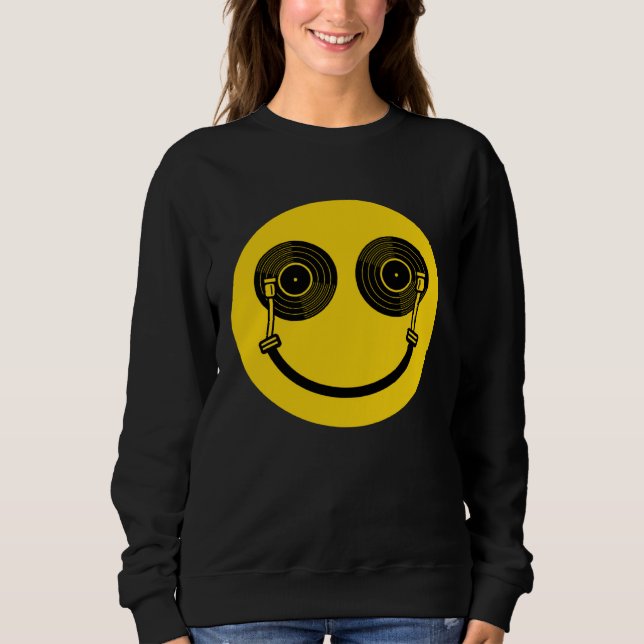 House Music Dance Music DJ Turntable Shaped Smile Sweatshirt (Vorderseite)