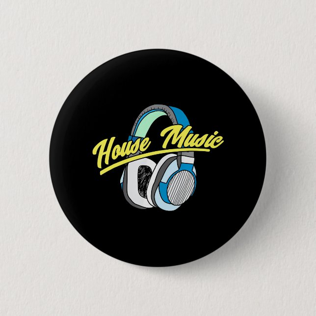 House Music DJ Turntable Headphones Button (Vorderseite)