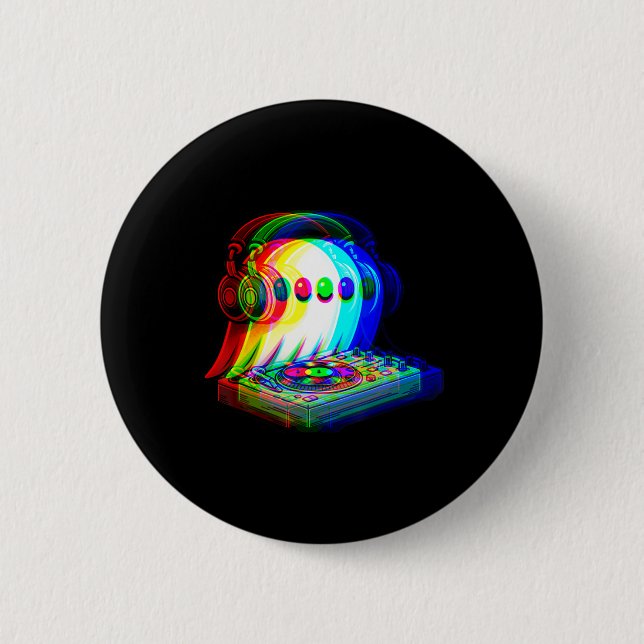 House Music Ghost Dj Optical Illusion Edm Hallowee Button (Vorderseite)
