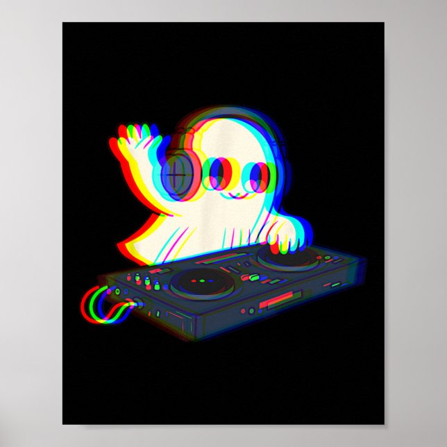House Music Ghost Dj Optical Illusion Edm Hallowee Poster (Vorne)