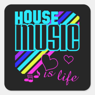 House Music Quadratischer Aufkleber