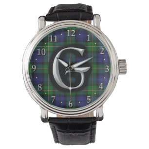 House of Gordon Letter G Monogram Clan Tartan Armbanduhr