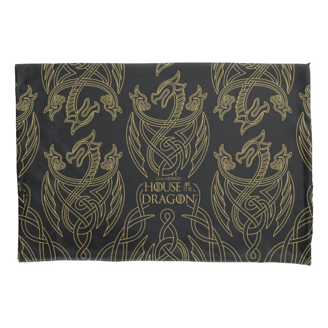 HOUSE OF THE DRAGON | Gold Filigree Dragon Pattern Kissenbezug (Vorderseite)