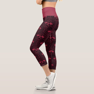 HOUSE OF THE DRAGON Red Dragon Filigree Pattern Capri Leggings