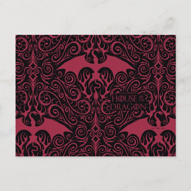 HOUSE OF THE DRAGON Red Dragon Filigree Pattern Postkarte (Vorderseite)
