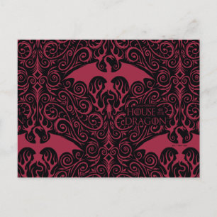 HOUSE OF THE DRAGON Red Dragon Filigree Pattern Postkarte