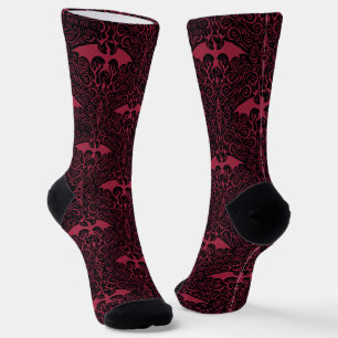 HOUSE OF THE DRAGON Red Dragon Filigree Pattern Socken