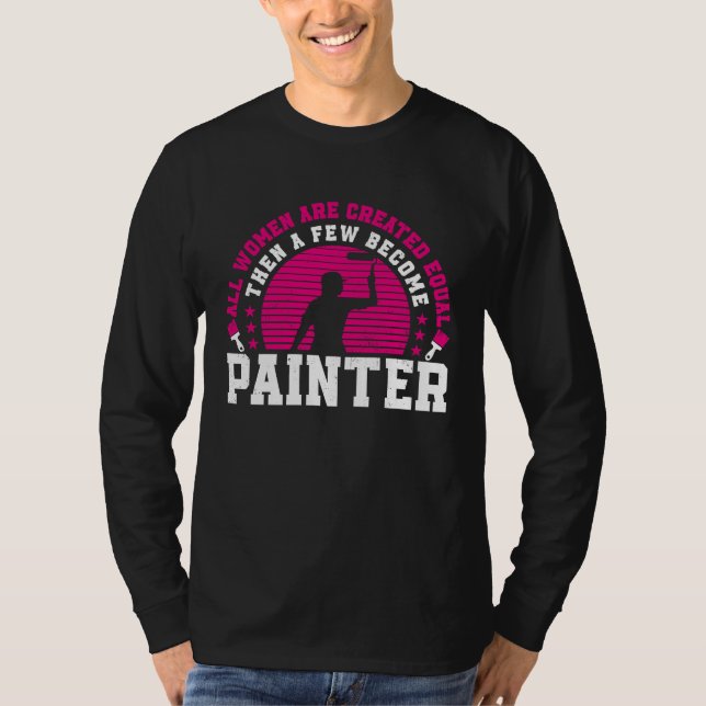 House Painter Decorator Female Painter Girl Retro  T-Shirt (Vorderseite)