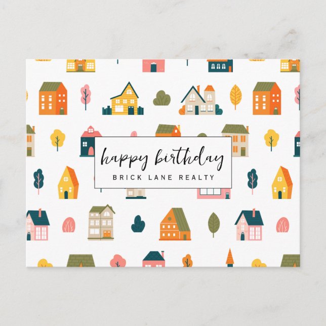 House Pattern Real Anwesen Happy Birthday Postkarte (Vorderseite)