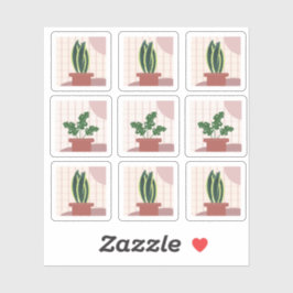 House Pflanze Frames Bohemisch Aufkleber