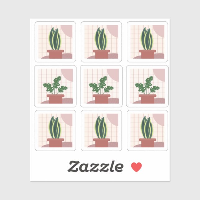 House Pflanze Frames Bohemisch Aufkleber (Blatt)