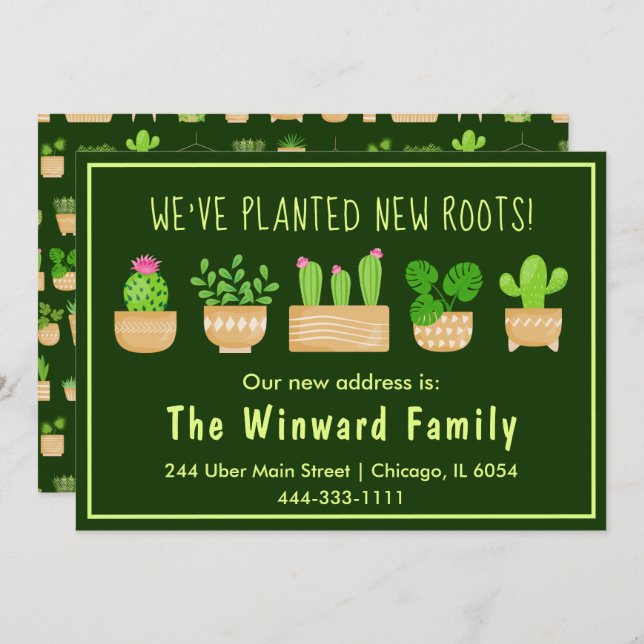 House Pflanze Kaktus Dunkelgrüne neue Zuhause Ankü Ankündigung (Vorne/Hinten)