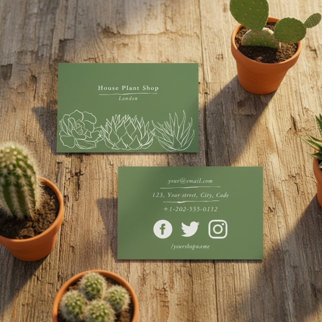House Pflanze Shop, Social Media Visitenkarte (House plant shop, social media business card.)