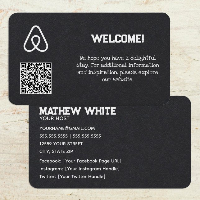 House Rental Airbnb Custom QR Premium Visitenkarte (Airbnb Custom QR Premium Business Cards)